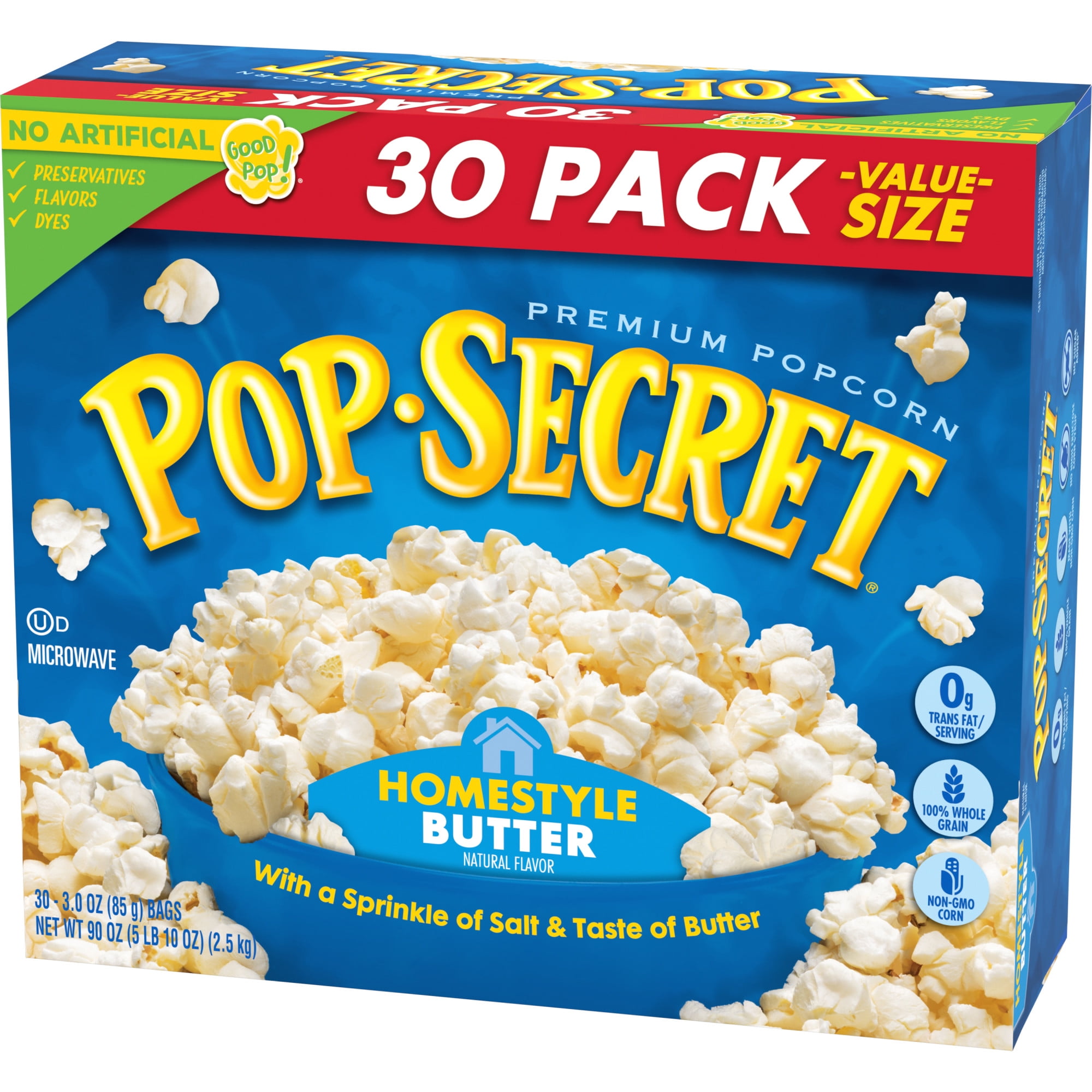 Pop-Secret Popcorn, Premium, Homestyle Butter, Value Size, 30 Pack - 30 pack, 3.0 oz bags