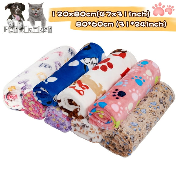 LUXMO Puppy Blanket Warm Soft Pet Dog Cat Blankets Sleep Mat Bed Cover with Paw Print Pattern for Dog Cat Puppy Kitten and Other Small Animals