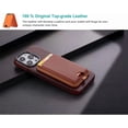 thumbnail image 4 of DOMAVER Leather MagSafe Wallet for iPhone 17/16/15/14/13/12 – 3 Card Holder with RFID Blocking, Magnetic Phone Wallet & Adjustable Stand (Orange), 4 of 6