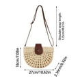 thumbnail image 3 of Women Straw Handbag, Mini Summer Beach Rattan Tote Bag, Woven Semi-circle Clutch Bag Handmade Purse, Small Crossbody Crochet Handbag with Top Handle for Travel Vacation, 3 of 9