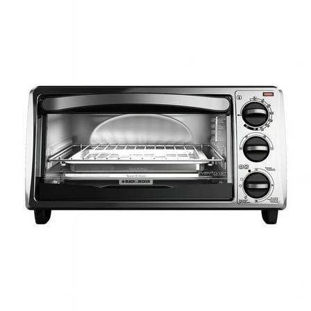 BLACK DECKER 4-Slice Convection Oven, Stainless Steel, Curved Interior fits a 9 inch Pizza, TO1313SBD