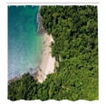 thumbnail image 2 of Ambesonne Summer Shower Curtain, Nature Coast Tropical Beach, 69"Wx70"L, Green Pale Tan and Teal, 2 of 4