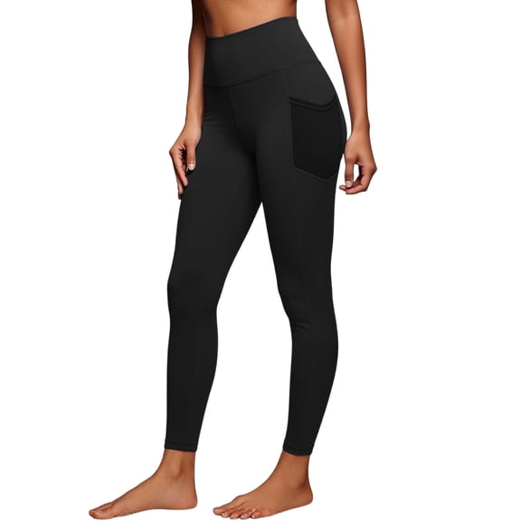 ClodeEU Women's High Waist Yoga Leggings with Pockets,Stretchy Workout Pants for Running and Daily Wear Black,Women's Plus L