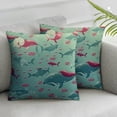 thumbnail image 3 of Whale Fluffy Throw Pillow Cushion Cover, Happy Cheerful Whales Pattern in Soft Pastel Tone Effects Love Nature Image, Decorative Square Accent Pillow Case,  Mint Peach Pink, 3 of 7
