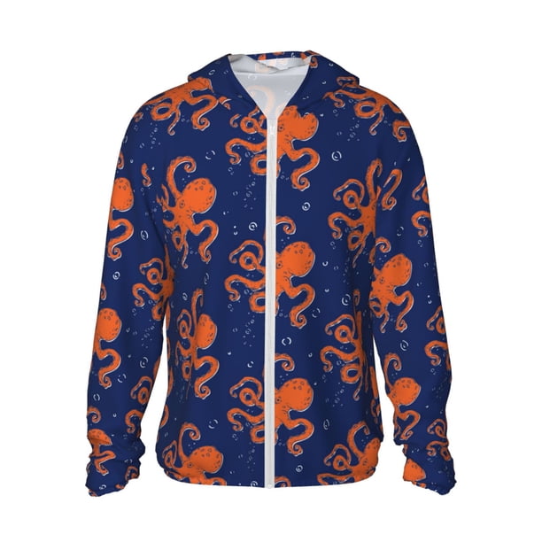 Fotbe Octopus Chaqueta con Protección Solar UPF 50+ para Hombre y Mujer, Camisa con Capucha y Bolsillos-Large