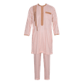 thumbnail image 3 of BAZINRICHE Arab Big and Tall Men's Robe Long Sleeve Thobe Tops Pants Suis set, 3 of 5