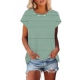 thumbnail image 2 of Asxite Womens Fashion Round Neck Raglan Sleeve Print Short Sleeve Top Green XXL, 2 of 5