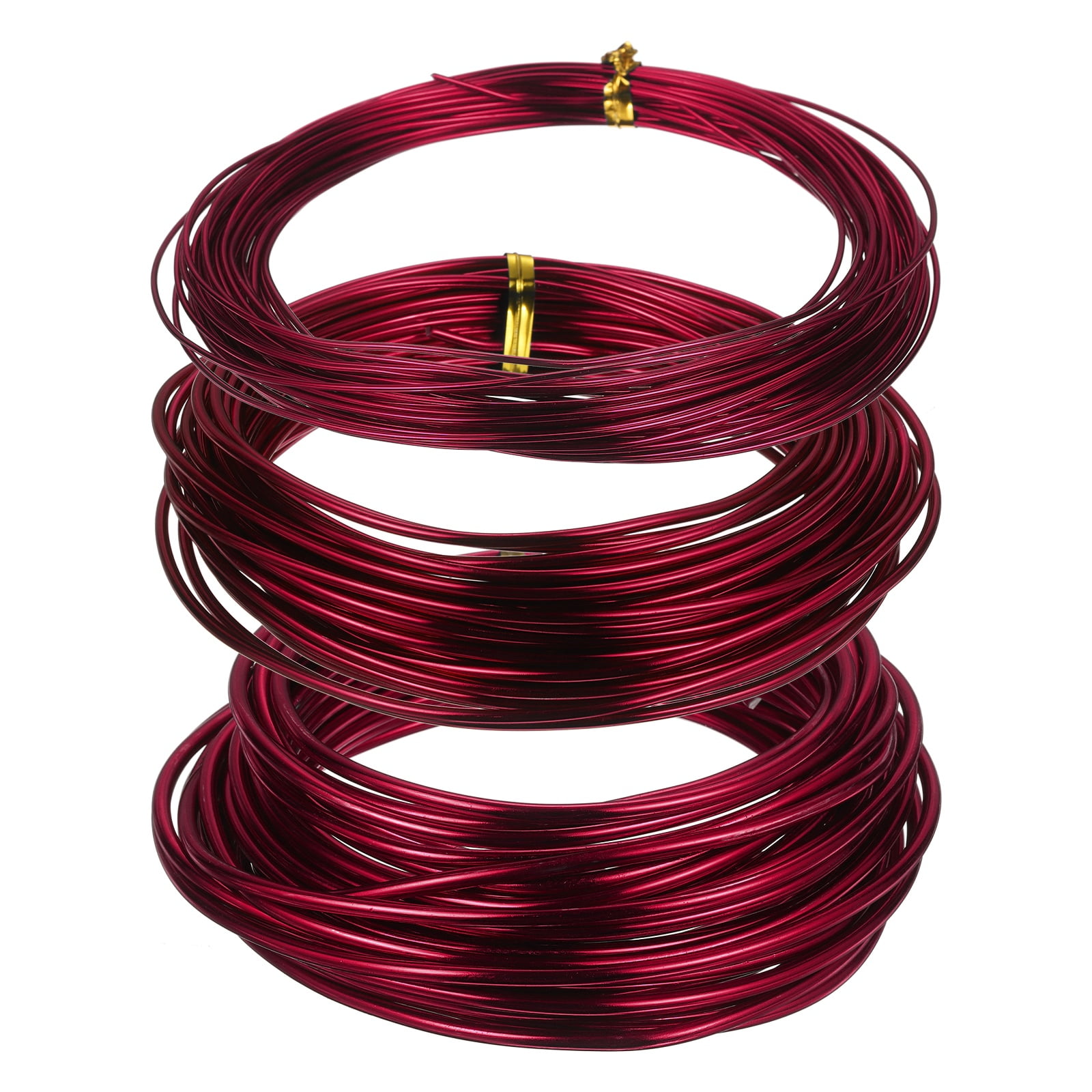 Uxcell 3 Roll Bonsai Wire 1/2/3mm Each Roll 32.8ft (10m) Anodized Aluminum Bonsai Wire for Gardening Tree Branch Fixing DIY Crafting, Wine Red