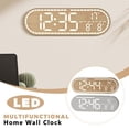 thumbnail image 2 of Digital Wall Clock with Date & Temperature, Full Screen LED Display, Adjustable Brightness, Wood Grain Finish, 9.85x3.15x1.06 Inch, 2 of 7