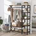 thumbnail image 2 of Tribesigns Garment Rack with 4-Tier Storage Shelves and 4 Hooks, Closet Organizer Coat Rack with Hang Rod for Bedroom, 2 of 7