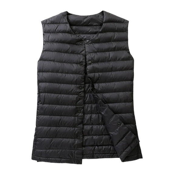 Sexlip Women's Lightweight Puffer Vest Collarless Quilted Down Jacket Sleeveless Waistcoat Warm Short Coat with Pockets Yellow L
