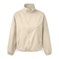 thumbnail image 3 of Women's Long-sleeved Windbreaker Baeitkot Women's Solid Color Zippered Long-sleeved Windbreaker with Pockets Beige L, 3 of 6