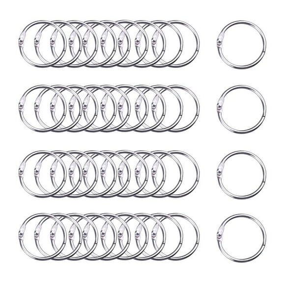 HAUTOCO 100Pcs 1.2 Inch Loose Leaf Binder Rings 30mm Silver Metal Book Rings Flash Cards Rings Keychain Key Rings for School Home Office