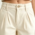 thumbnail image 5 of Bloomae Bermuda Shorts for Women Knee Length High Waisted Button Elastic Waist Summer Dressy Casual Pleated Long Chino Shorts with Pockets, 5 of 8