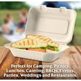 thumbnail image 5 of Raj Eco Bagasse 9" x 6" Clamshell Takeout Containers- 500 Pack- Compostable and Disposable Heavy Duty containers for parties, Restaurants, Food Trucks, and leftovers - Alternative to Plastic & Paper, 5 of 10