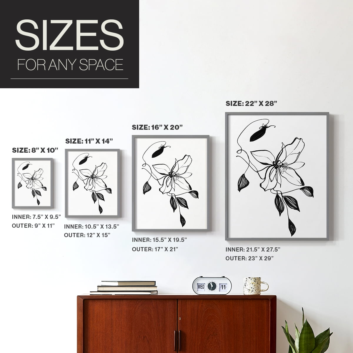 Wild Clematis I Framed Print in Gray Solid Wood 16 x 20 Framed Print