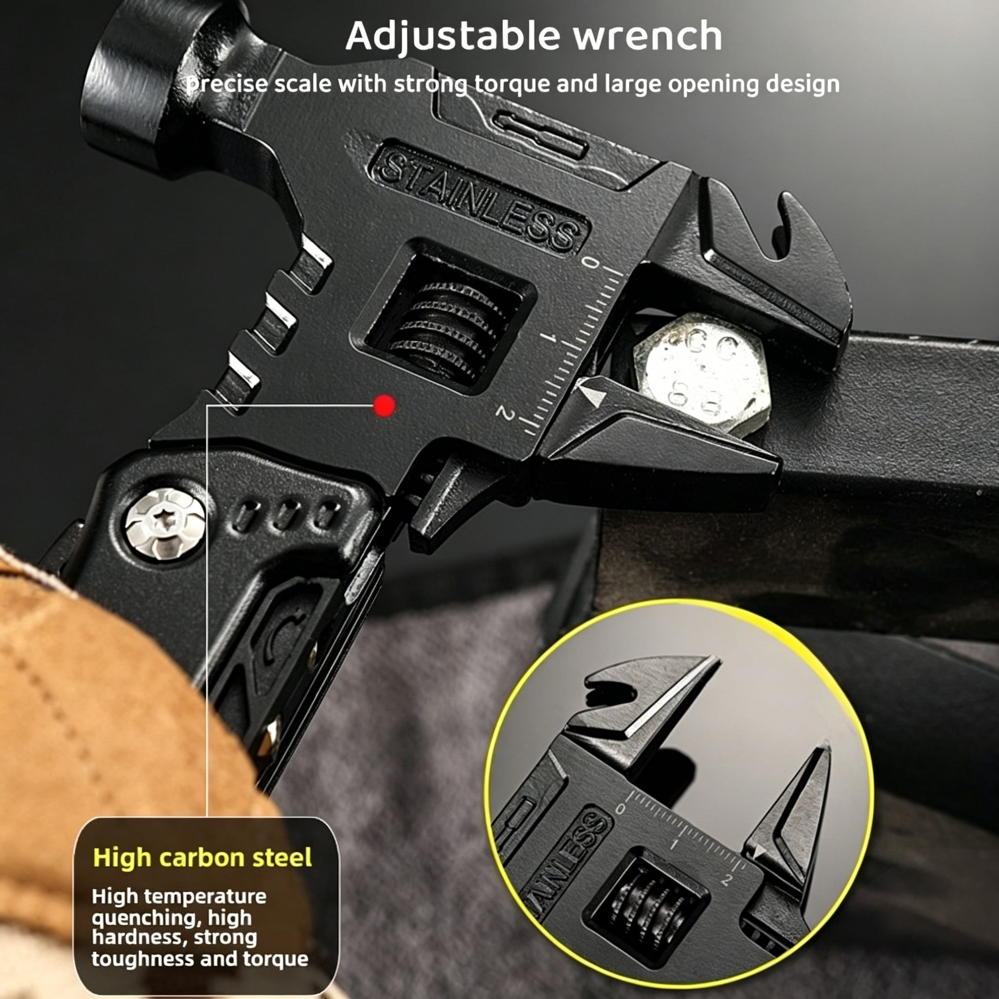 NomiLife 16-in-1 Multitool Hammer All-in-One Portable Utility Tool for Camping Home Outdoor Repair