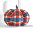 thumbnail image 6 of Decorative Harvest Plush Pumpkins - Orange Plaid Large, 6 of 19