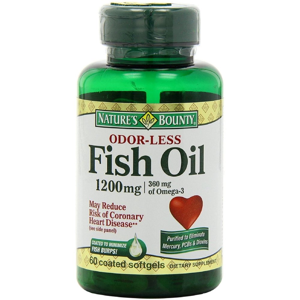 Nature's Bounty Odorless Fish Oil, 1200mg, Softgels, 60 ea (Pack of 3