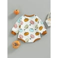 thumbnail image 4 of Liacowi Infant Baby Boys Girls Halloween Romper Pumpkin Print Long Sleeve Round Neck Onesie 3 6 12 18 Months Newborn Spring Autumn Halloween Bodysuits, 4 of 8