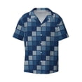 thumbnail image 4 of Uemuo Pixel Grid Pattern Cotton Linen Short Sleeve Shirts,Casual Lightweight Button Down Shirts,Vacation Beach Summer Tops-Small, 4 of 7
