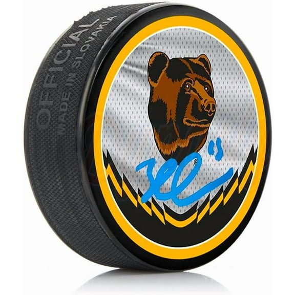 Brad Marchand Boston Bruins Pooh Bear Reverse Retro Logo Puck