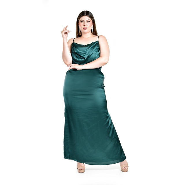 Vestido de escote drapeado Roman Fashion /Tallas Extras, 2005 (Verde botella) verde oscuro 36