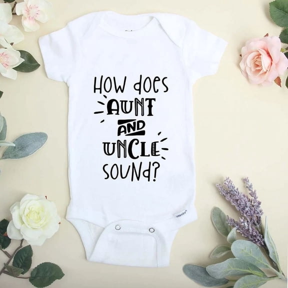 Baby Bodysuit BELLA CANVAS How Does Aunt & Uncle Sound Pregnancy Announcement Baby Bodysuit