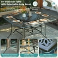 thumbnail image 7 of MEETWARM 10-Piece Outdoor Bar Set, All Weather Cast Aluminum High Patio Dining Set w/ 8 Cushioned Swivel Bar Stools, Large 64" Square Patio Bar Height Table with Detachable Lazy Susan, Umbrella Hole, 7 of 7