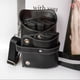 thumbnail image 3 of Qarigey Estilista bolsillos peinetas bolsa moda PVC negro cinturón ajustable riñonera peluquero bolsa titular salón peluquería Cuidado del cabello, 3 of 5