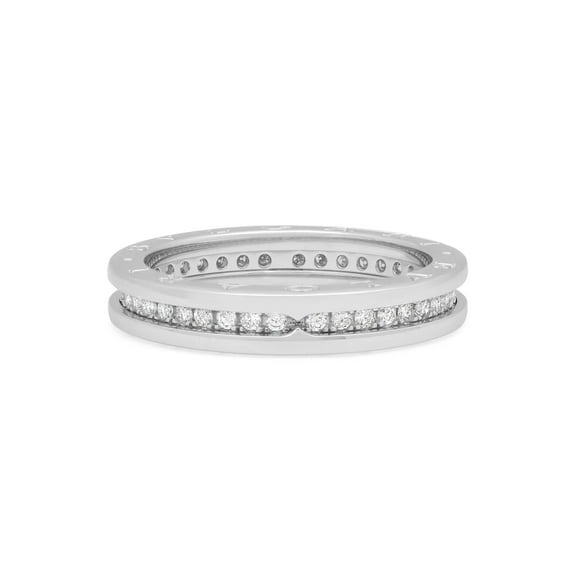 Bvlgari B.Zero1 One Band Pave Diamond Ring 18K White Gold 0.60Ctw Sz 65 US 11.25