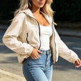 thumbnail image 6 of cocolona Womens Cropped Hooded Sun Protection Jacket Long Sleeve Solid Color Tops with Zipper Pockets, 6 of 7