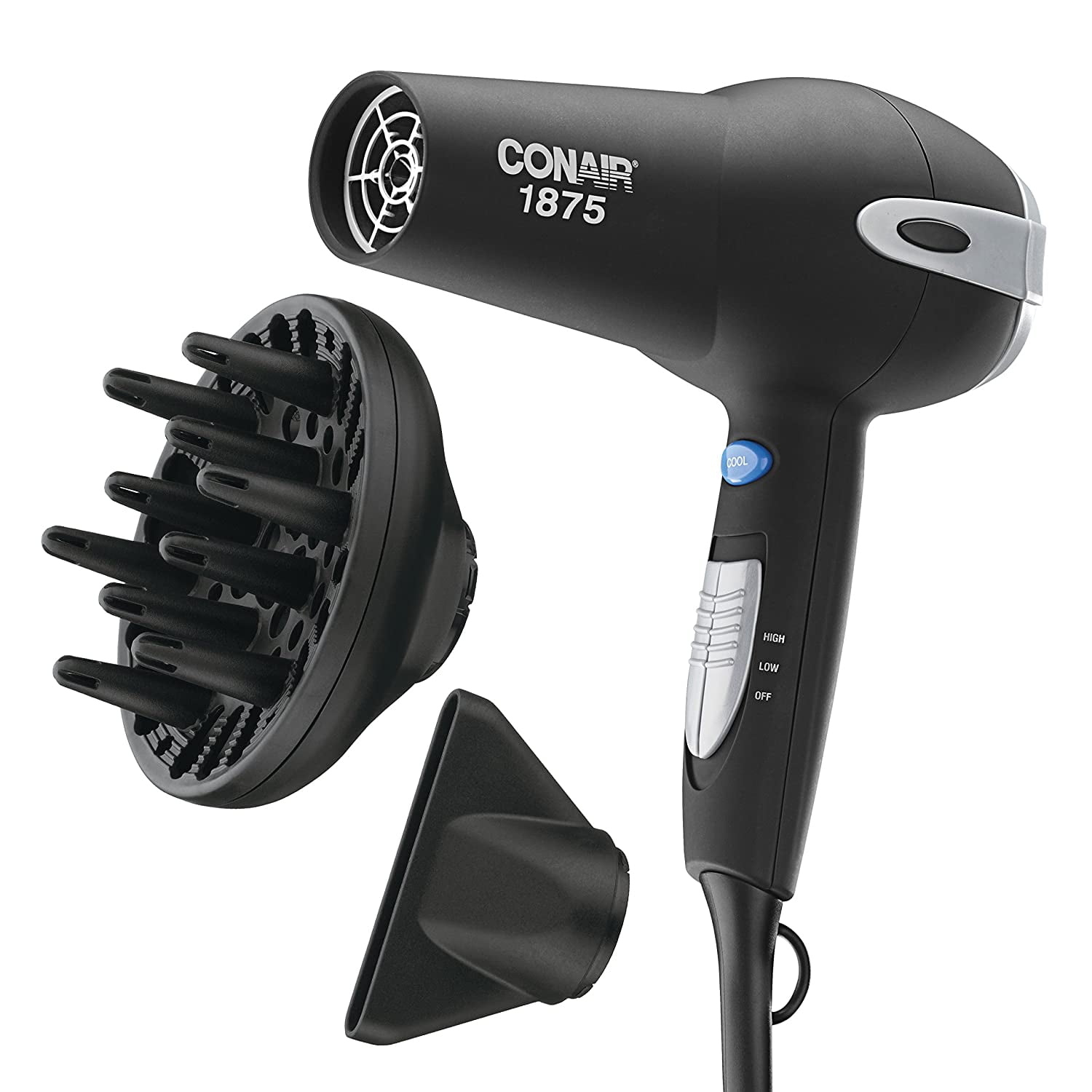 Conair 1875 Watt Ionic Ceramic Hair Dryer With Diffuser And Concentrator Black Ionic Hair Dryer Featuring Tourmaline Ceramic Technology Plus Frizz Fighting By Visit The Conair Store Walmart Com