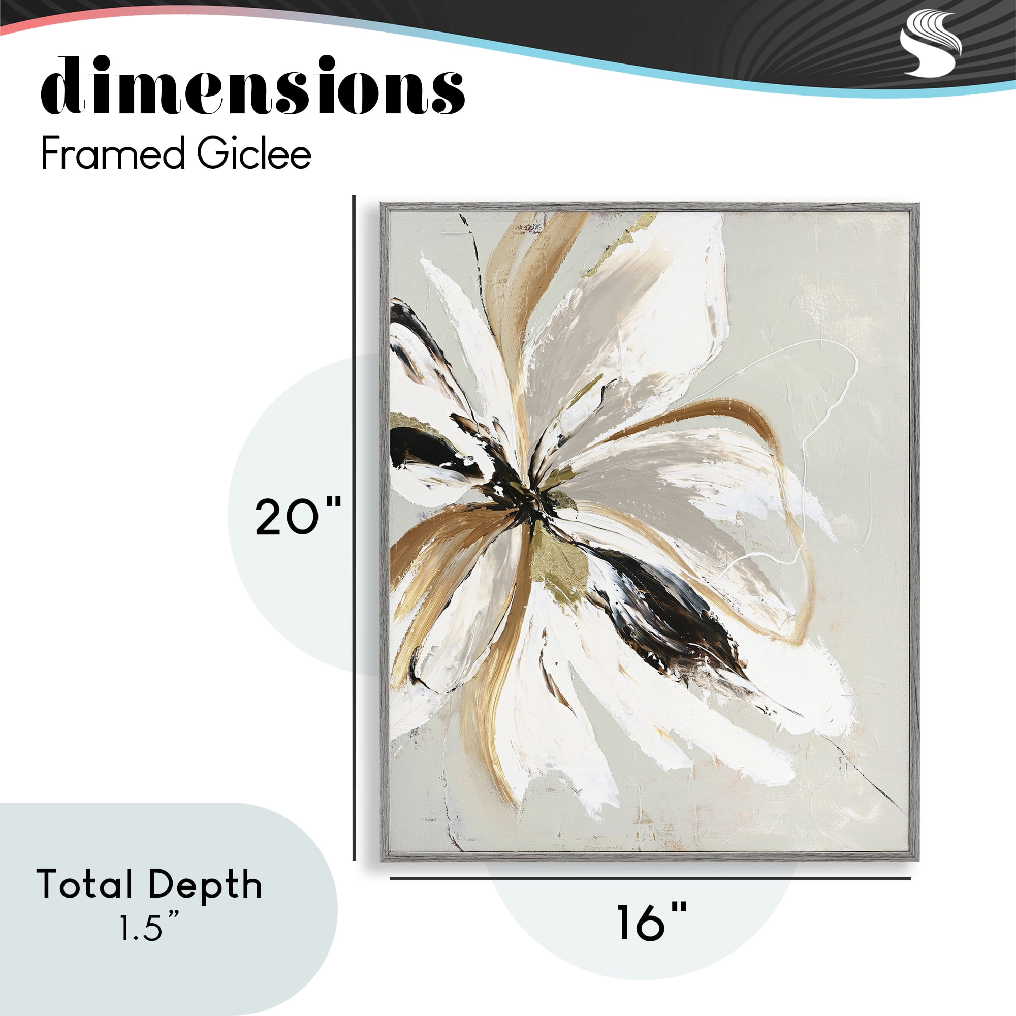Expressive Cornelia Flower Gray Framed Giclee Art, design by Design Fabrikken