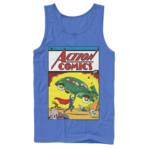 Men's Superman No.1 Action Comics Tank Top Royal Blue 2X Large