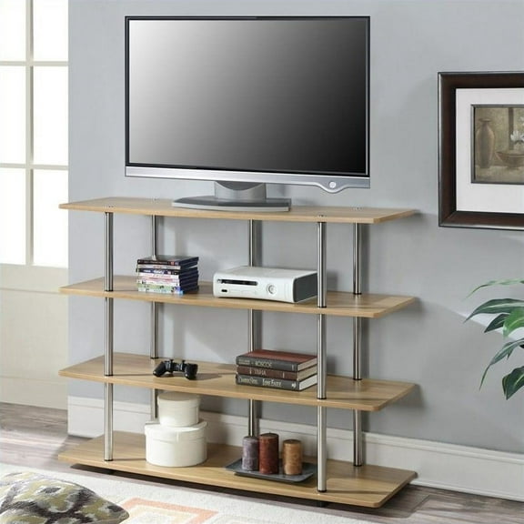 Pemberly Row 47" 4 Tier XL TV Stand in Off-white Light Oak