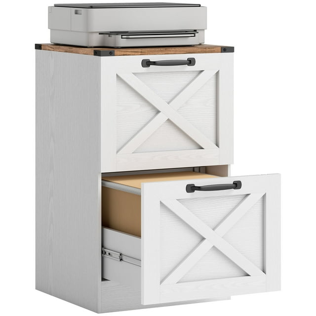 HOMCOM Classeur à 2 Tiroirs, Armoire de Classement pour Formats Lettre/A4, Blanc
