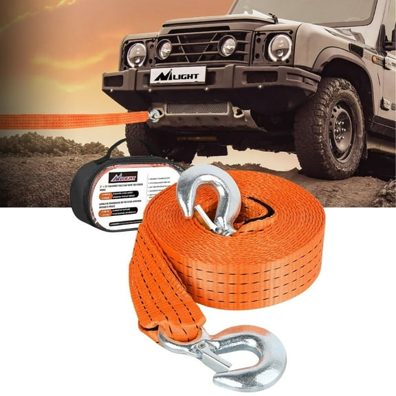 Nilight Tow Strap Heavy Duty with Safety Hooks 2”x20’ 10,000LBS Breaking Strength Towing Strap Rope for Trucks Vehicles Towing Accessories Cable Trailers