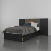 Nexera Atlas 3 Piece Twin Size Bedroom Set, Bark Grey and Black