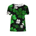 thumbnail image 5 of Hyknon Hauts pour Femmes Été Ample Décontracté Imprimé Saint-Patrick Manches Courtes Col Rond Haut Doux Chandail Polyvalent pour Sortir, 5 of 5