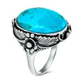 thumbnail image 2 of Bling Jewelry Womens  Silver Ring with Leaf Design and Oval Turquoise Moonstone Gemstone, 2 of 5