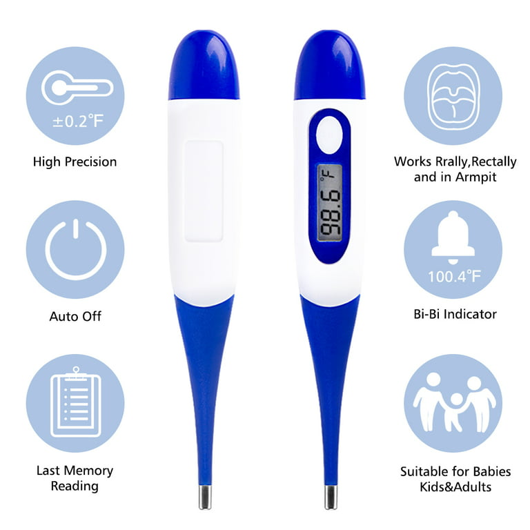 iMounTEK Digital Thermometer Oral and Rectal Thermometer for Adults and Kids Fever Thermometer Waterproof C/F Switchable Accurate Fast Temperature
