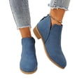 thumbnail image 5 of Round Toe Ankle Booties for Women Block Heel Back Zipper Suede Finish Versatile Autumn Winter Short Boots, 5 of 6