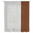 thumbnail image 2 of Boho Brown Leather Texture Sheer Curtains 84 Inches Long, Modern Black Striped Light Filering Curtains, Breathable Simi Curtain Privacy Drapes for Living Room Bedroom Lightweight Window Treatment, 2 of 9