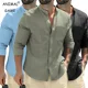 thumbnail image 2 of Camisas de manga larga de otoño para hombre, camisetas de negocios de algodón, camisas de calle transpirables de color sólido con botones para hombre, camisa blanca, 2 of 4