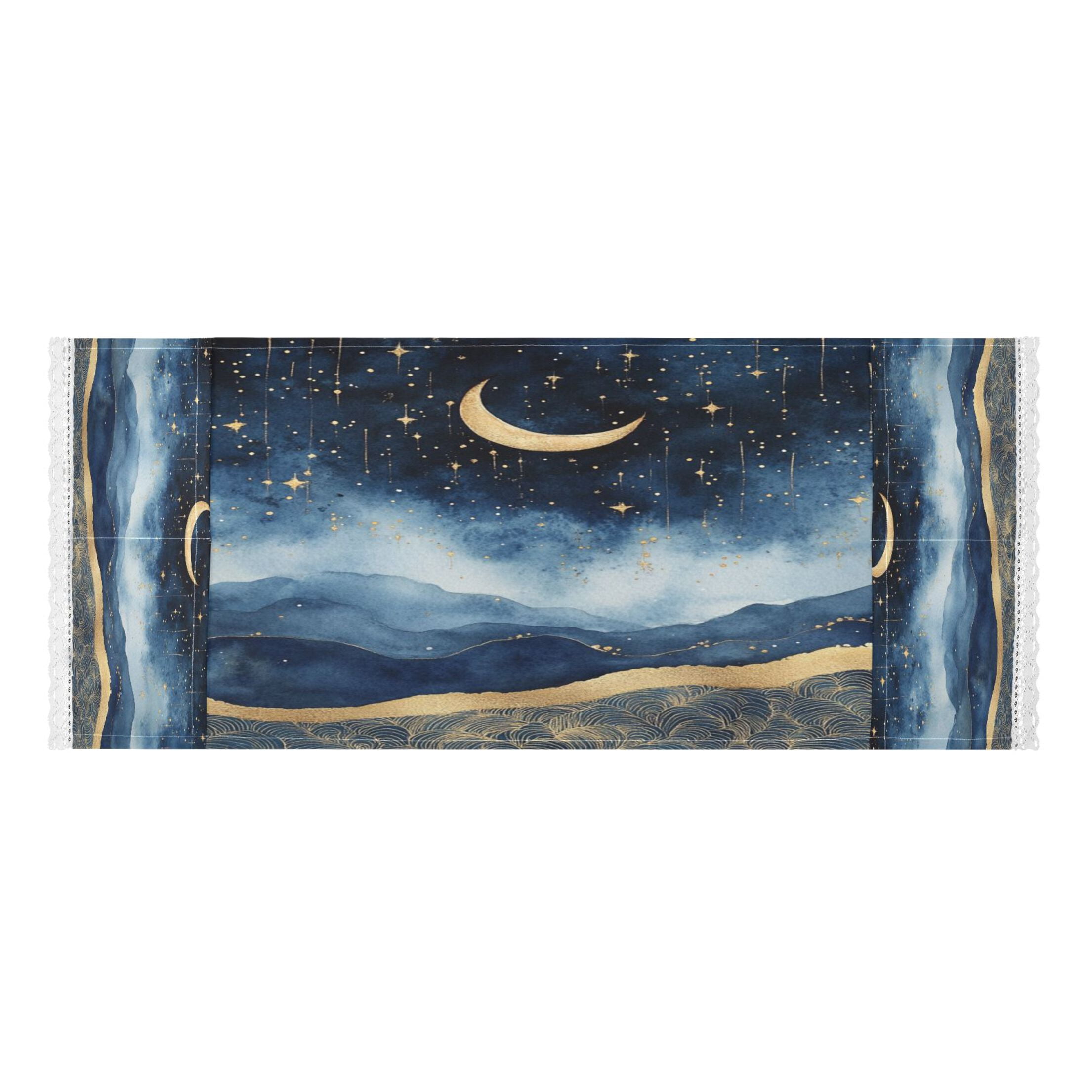 Washing Machine Cover 51.2x22in, Durable Polyester Dust Cover with Lace Trim and Side Pocket for Appliances Night Sky over The Sea