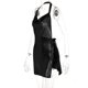 thumbnail image 4 of Vestido Corto Atractivo Vestido de fiesta de cóctel Lentejuelas sin espalda Mini vestido de corte bajo Dividir metálico Sólido Cgtredaw para Mujer Negro T L, 4 of 8