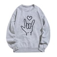 thumbnail image 1 of Gibobby Sudaderas para mujer Sudadera sin capucha de manga larga con cuello redondo y estampado de amor para el día de San Valentín para mujer (Gris, S), 1 of 4