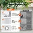 thumbnail image 2 of KFFKFF Replacement Canopy 118.11" x 236.22" x 74.80'' White Carport, 2 of 9