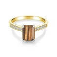 thumbnail image 2 of Gem Stone King 2.20 Ct Brown Tiger Eye E-F Lab Grown Diamond 10K Yellow and White Gold Ring, 2 of 4